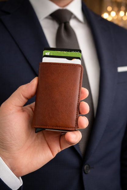 Slim Mini Wallet Leder Braun