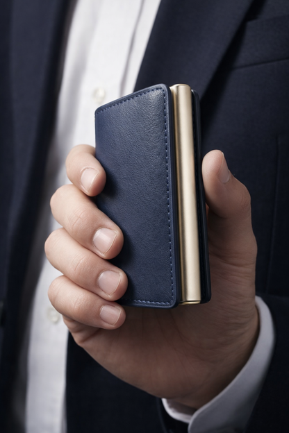Slim Mini Wallet Leder Dunkelblau