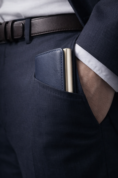 Slim Mini Wallet Leder Dunkelblau