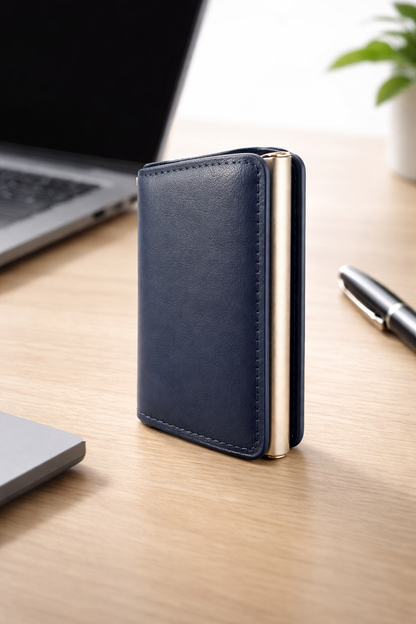 Slim Mini Wallet Leder Dunkelblau