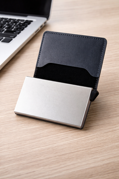Slim Mini Wallet Leder Dunkelblau