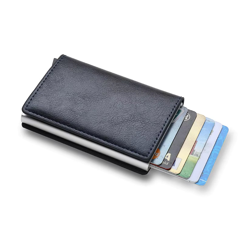 Slim Mini Wallet Leder Dunkelblau